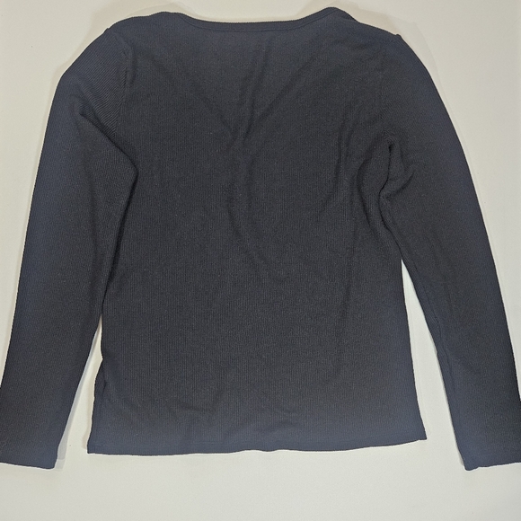 American Eagle Henley Top Womens Large Black Waffle Knit 90s Style Casual Shirt - Picture 2 of 6